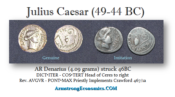 Julius Caesar AR Denarius Imitation Genuine