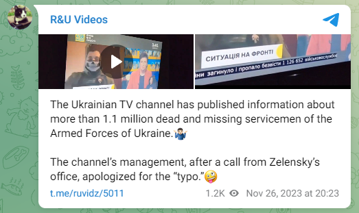 Ukraine 1.1 Million Dead Ukraine 1.1 Million Dead
