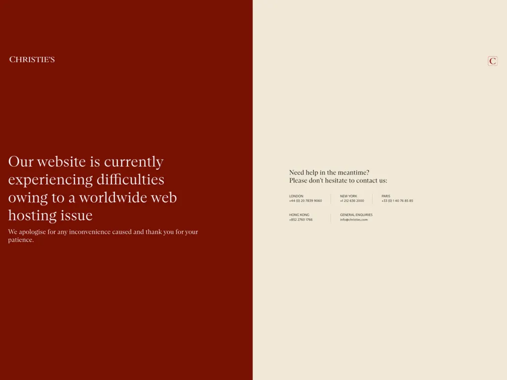 Christie’s Website Impacted by Global Microsoft Outage