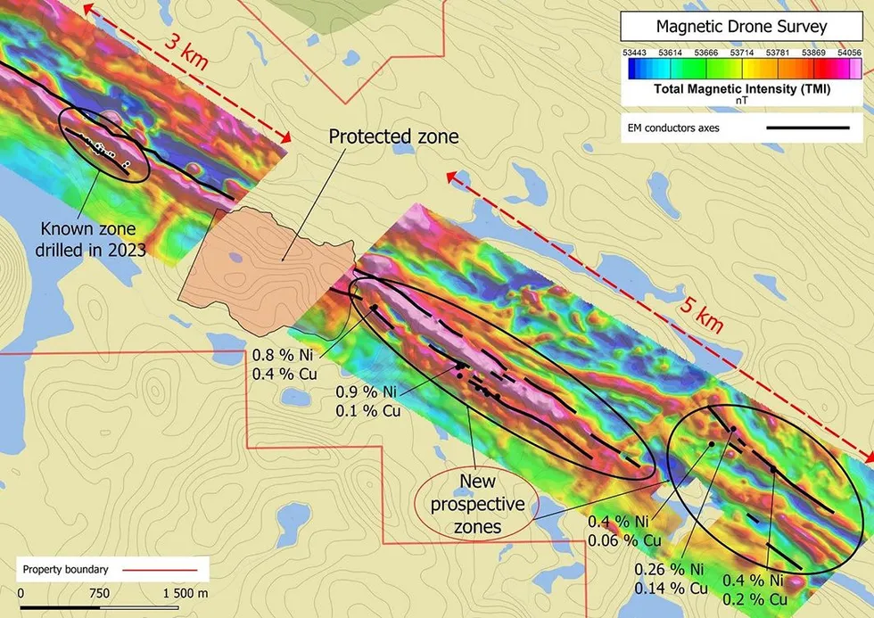 Results of magnetic drone survey at Ni-Co Energy's Kremer project