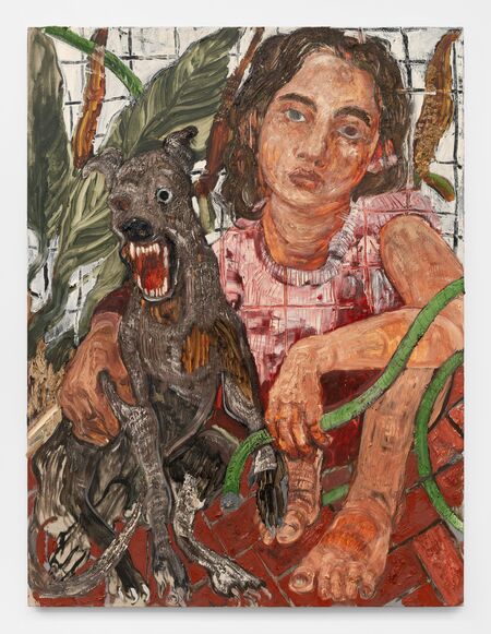 Bernadette Despujols, ‘Perro y Manguera An Bajada’, 2024, Painting, Oil on linen, Spinello Projects