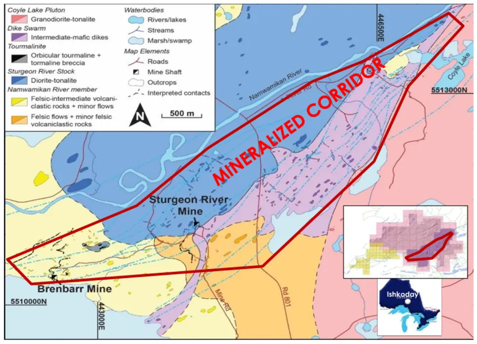 LAURION Minerals' Ishku014dday Gold and Base Metal Project geological map