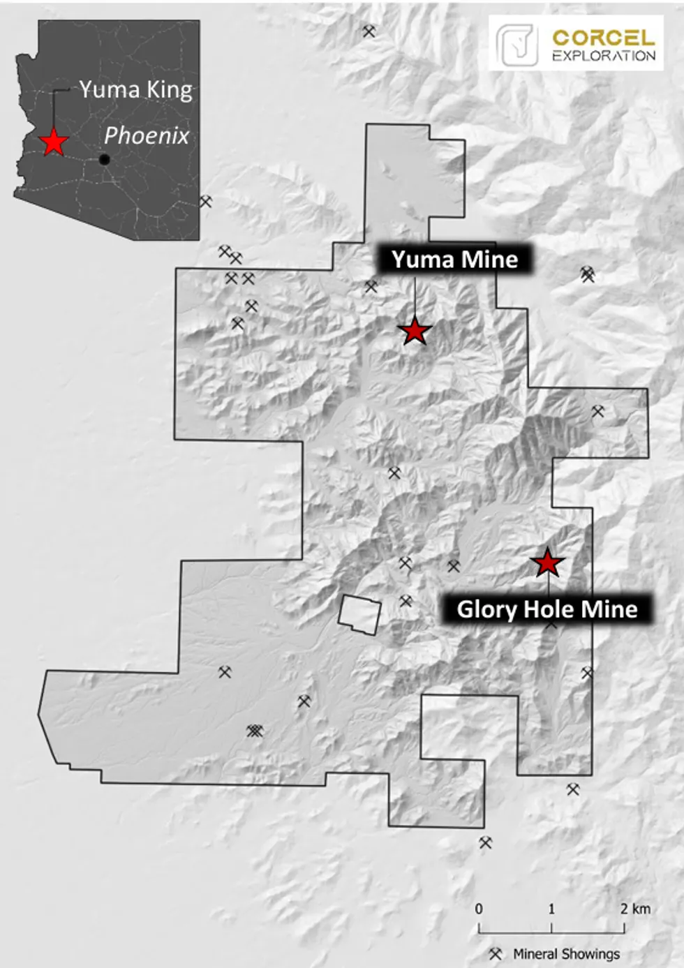 Location of Corcel Exploration's Yuma King property