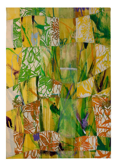 Nola Ayoola, ‘Savanna (I)’, 2025, Mixed Media, Woven canvas, cotton, organza, oil pastel, silk screen ink, pencil, dye, Cierra Britton Gallery