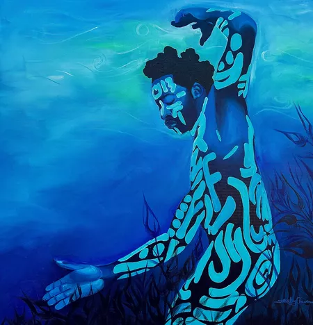Jethro King Oluwatosin, ‘One With The Tide 1 - 21st Century, Figurative, African, Dance, Body Writing’, 2025, Painting, Acrylic on Canvas, Constance and Sons Gallery