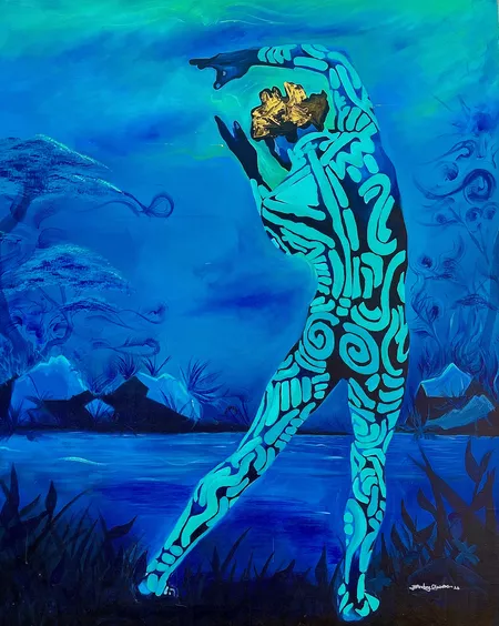 Jethro King Oluwatosin, ‘Like Trees in the Wind - 21st Century, Figurative, African, Dance, Body Writing’, 2025, Painting, Acrylic on Canvas, Constance and Sons Gallery