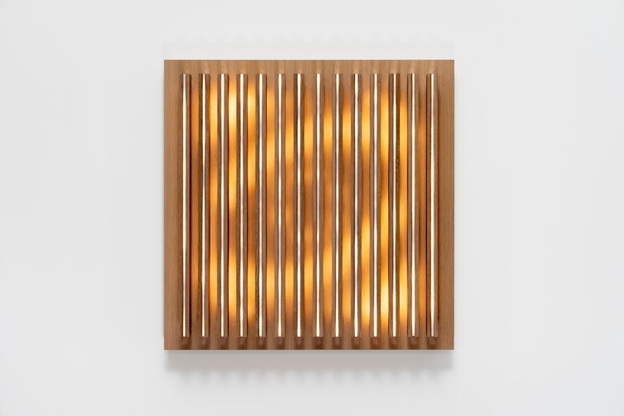 Leo Villareal, ‘Golden Game (Small) 4’, 2025, Sculpture, LEDs, white oak, acrylic, custom software and electrical hardware, aluminum, Pace Gallery