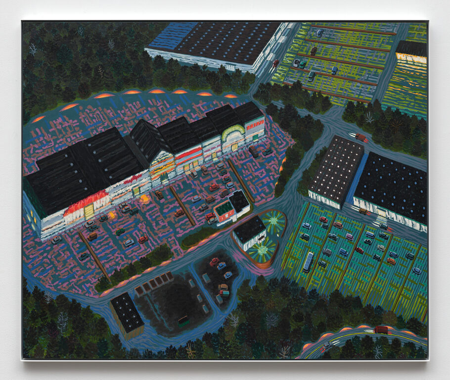 Yvonne Jacquette, ‘Walmart and Other "Big Box" Stores, Augusta, ME II’, 2006, Painting, Oil on canvas, Karma