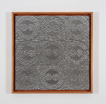 Gabriel de la Mora, ‘11,084, from the series "In-Between What I Reflect and What I See"’, 2024, Mixed Media, 5,839 convex blown glass and aluminum fragments and 5,245 concave blown glass and aluminum fragments on museum cardboard on wood, framed in red cedar wood with museum glass, Proyectos Monclova Gallery