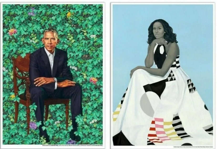Amy Sherald, ‘The Obamas’, 2018, Print, Matted print based on Wiley's and Sherald’s 2018 oil portraits of the former American President and First Lady published by the National Portrait Gallery (Part of the Smithsonian Institute), Washington USA., Baldwin