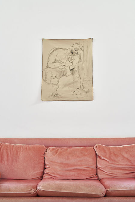 Benni Bosetto, ‘Untitled’, 2019, Drawing, Collage or other Work on Paper, Ink on found textile, Palazzo Monti