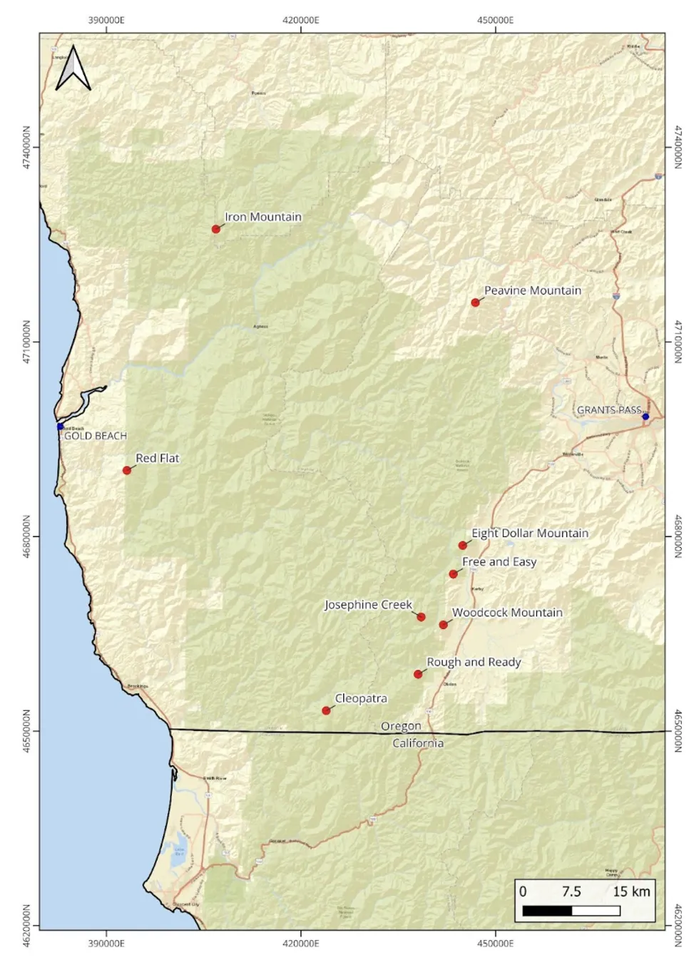 Map showing Homeland Nickel's project locations