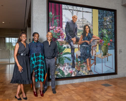 President Obama and Michelle Obama release new official portrait by Njideka Akunyili Crosby.
