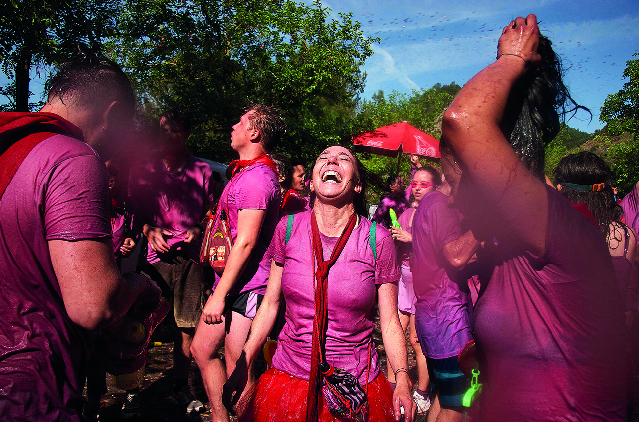 people soaked in red wine