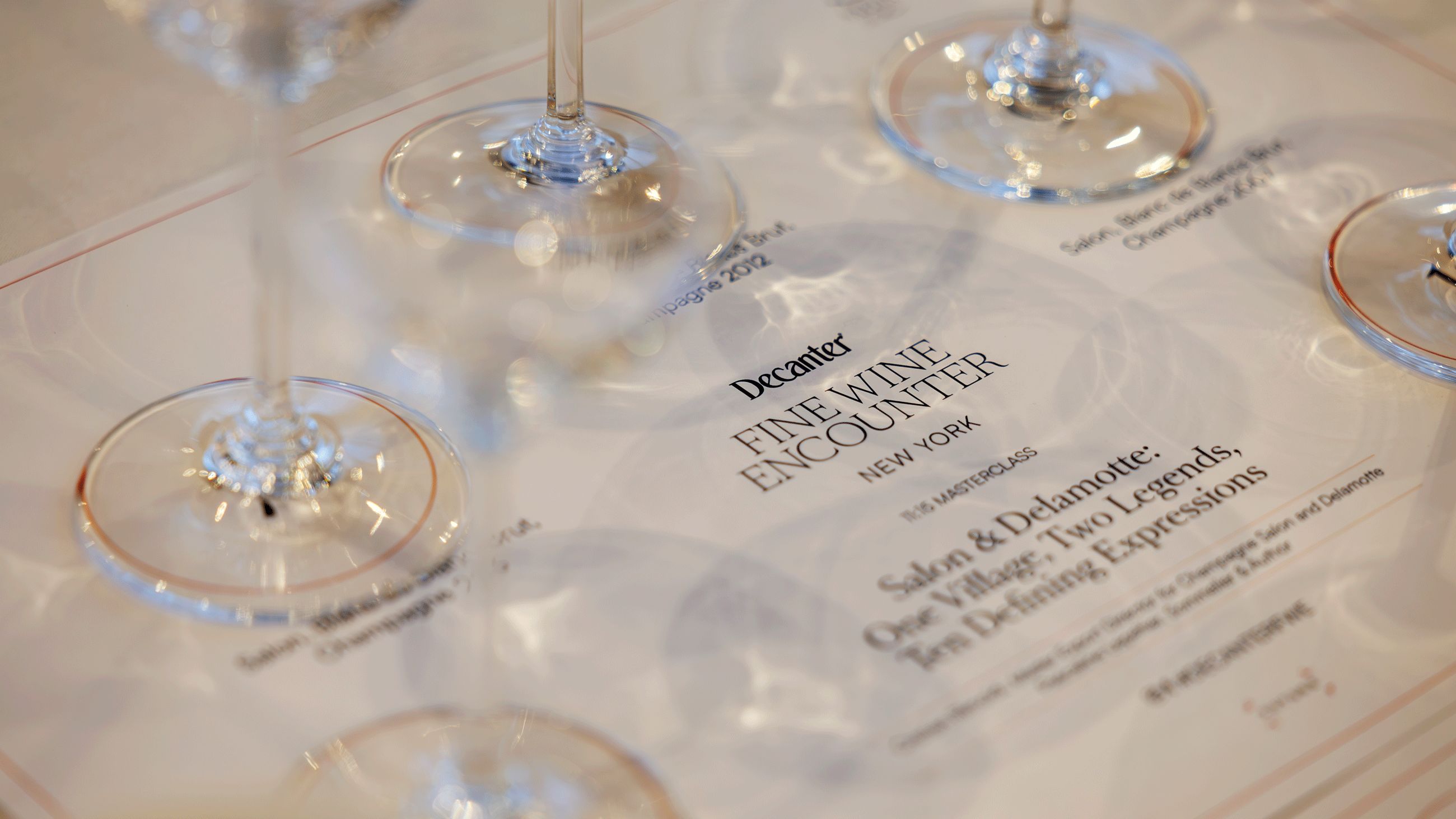 tasting mat for DFWE NYC 2026 Salon and Delamotte masterclass