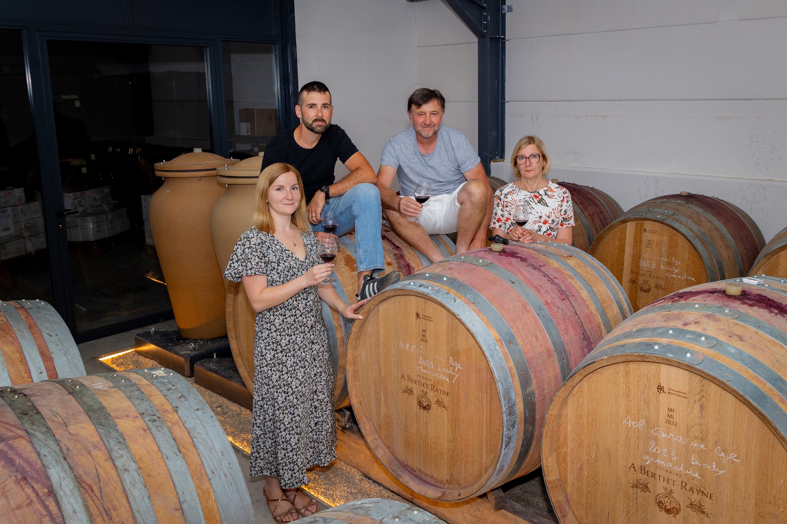 The Berthet-Rayne family in the winery