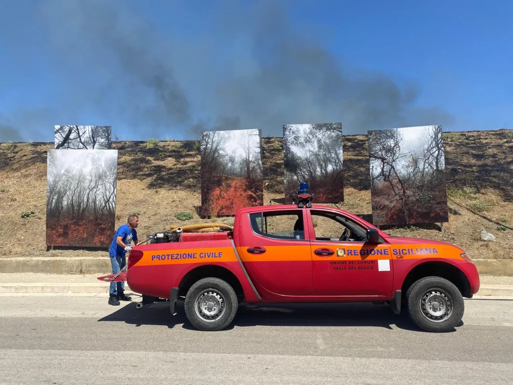 Photography Exhibit on Wildfires Nearly Engulfed by Real Wildfire in Sicily