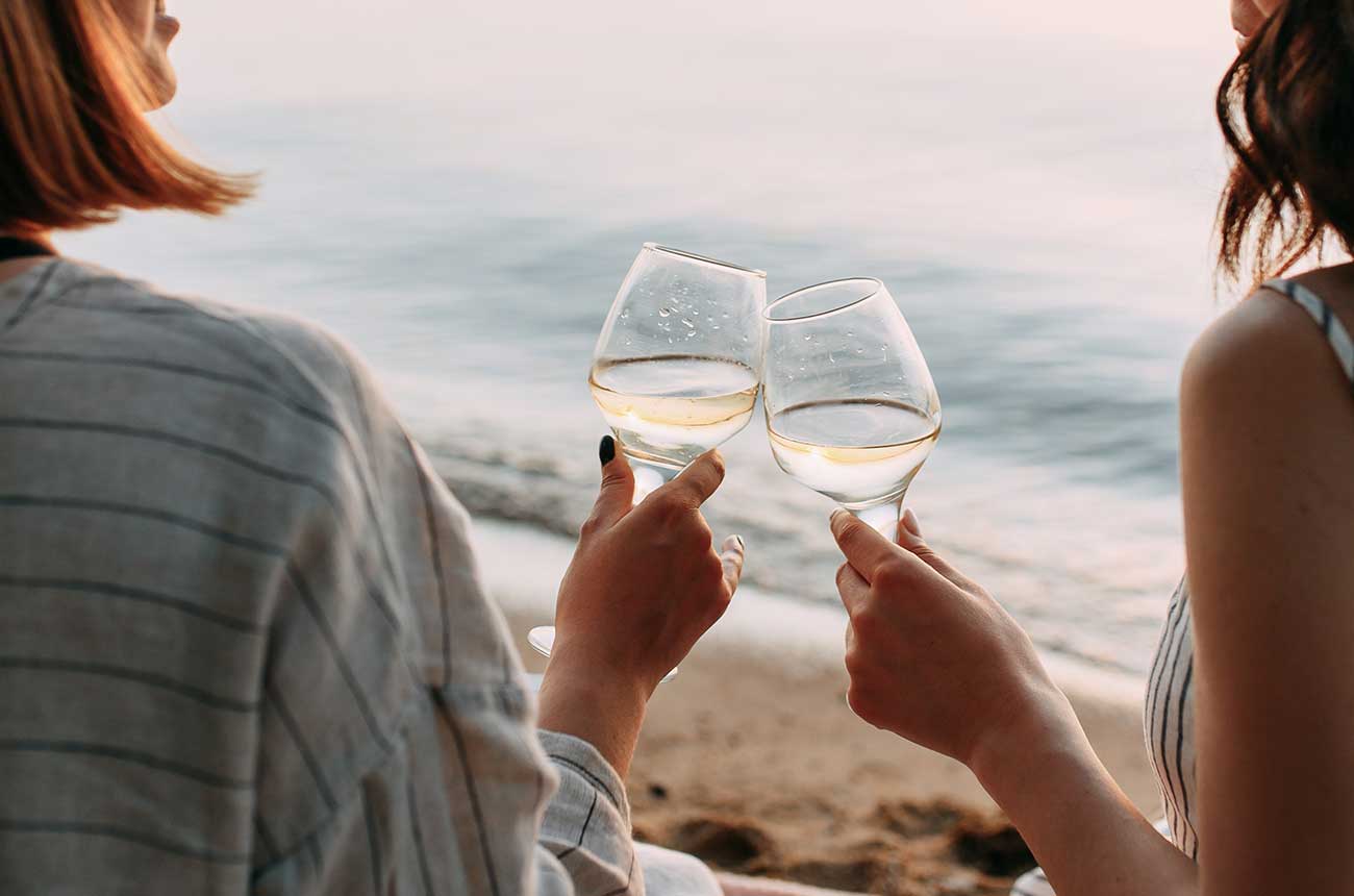 White wine by the sea