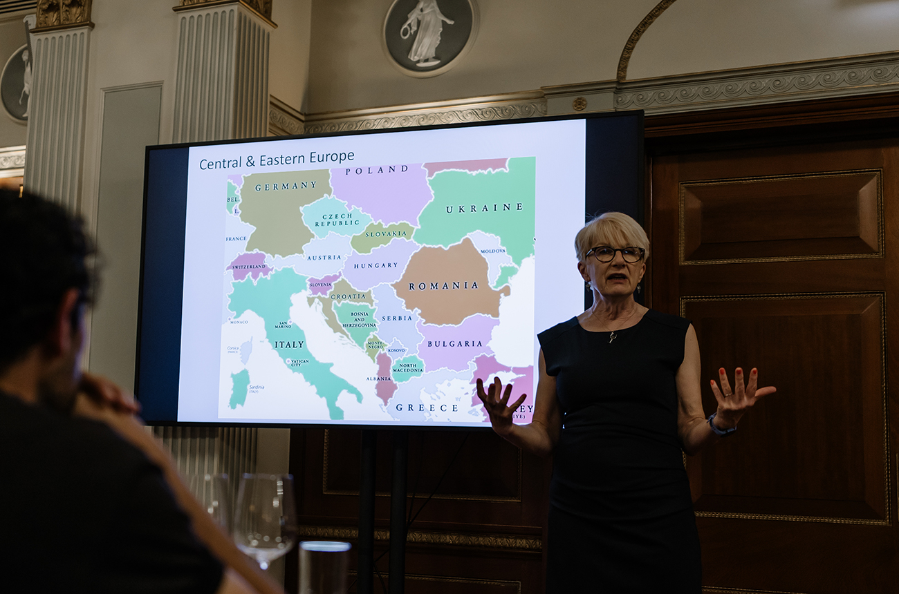 Caroline Gilby MW giving a masterclass on wines from Central & Eastern Europe at the Ultimate Central and Eastern Europe wine fair