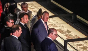 King Charles, Emmanuel Macron, Andy Burnham Visit the Bayeux Tapestry for a VIP Preview